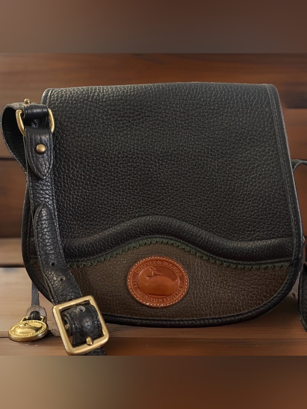 Vintage Dooney & Bourke Teton Saddle Bag Purse Black